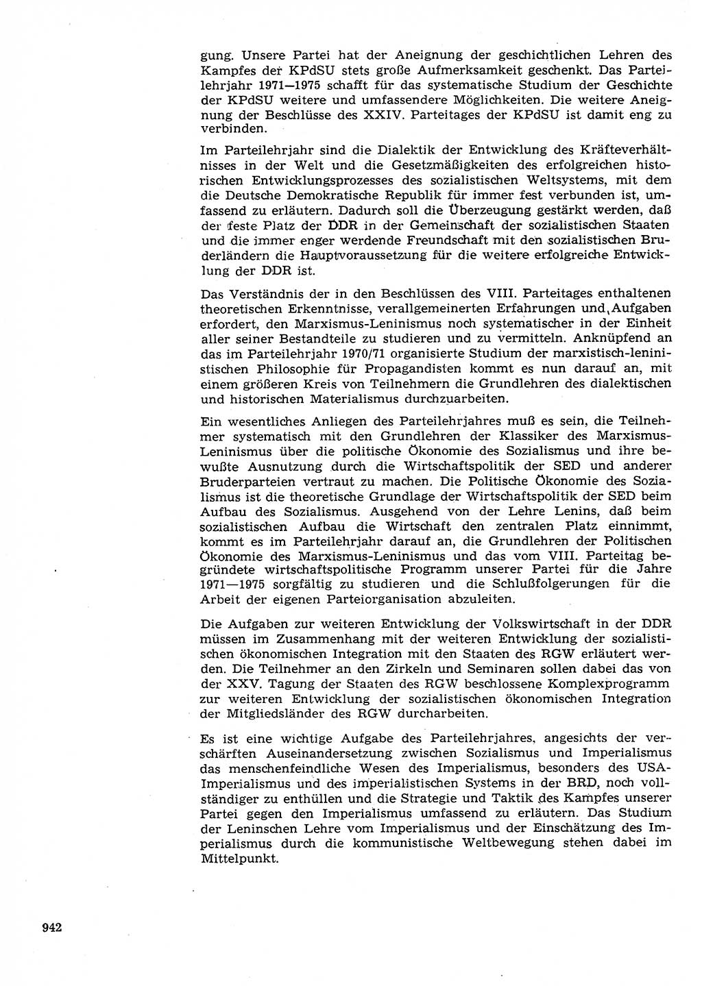 Neuer Weg (NW), Organ des Zentralkomitees (ZK) der SED (Sozialistische Einheitspartei Deutschlands) für Fragen des Parteilebens, 26. Jahrgang [Deutsche Demokratische Republik (DDR)] 1971, Seite 942 (NW ZK SED DDR 1971, S. 942)