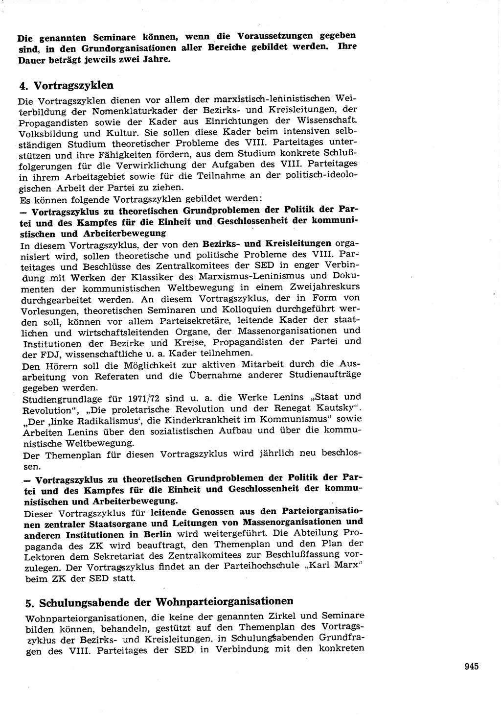 Neuer Weg (NW), Organ des Zentralkomitees (ZK) der SED (Sozialistische Einheitspartei Deutschlands) für Fragen des Parteilebens, 26. Jahrgang [Deutsche Demokratische Republik (DDR)] 1971, Seite 945 (NW ZK SED DDR 1971, S. 945)