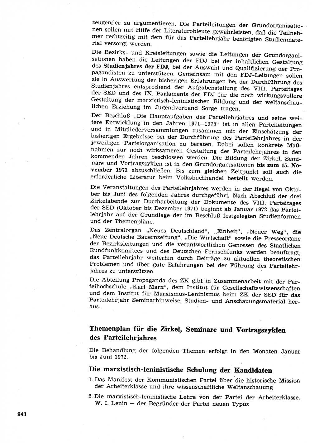 Neuer Weg (NW), Organ des Zentralkomitees (ZK) der SED (Sozialistische Einheitspartei Deutschlands) für Fragen des Parteilebens, 26. Jahrgang [Deutsche Demokratische Republik (DDR)] 1971, Seite 948 (NW ZK SED DDR 1971, S. 948)