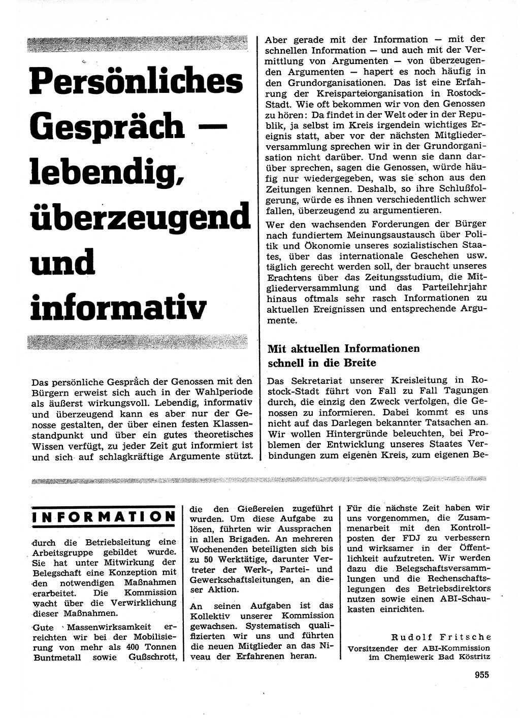 Neuer Weg (NW), Organ des Zentralkomitees (ZK) der SED (Sozialistische Einheitspartei Deutschlands) für Fragen des Parteilebens, 26. Jahrgang [Deutsche Demokratische Republik (DDR)] 1971, Seite 955 (NW ZK SED DDR 1971, S. 955)