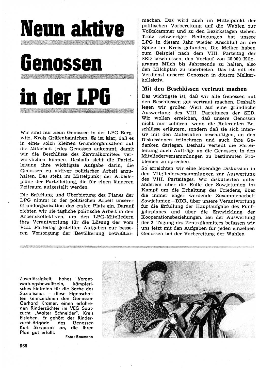 Neuer Weg (NW), Organ des Zentralkomitees (ZK) der SED (Sozialistische Einheitspartei Deutschlands) für Fragen des Parteilebens, 26. Jahrgang [Deutsche Demokratische Republik (DDR)] 1971, Seite 966 (NW ZK SED DDR 1971, S. 966)