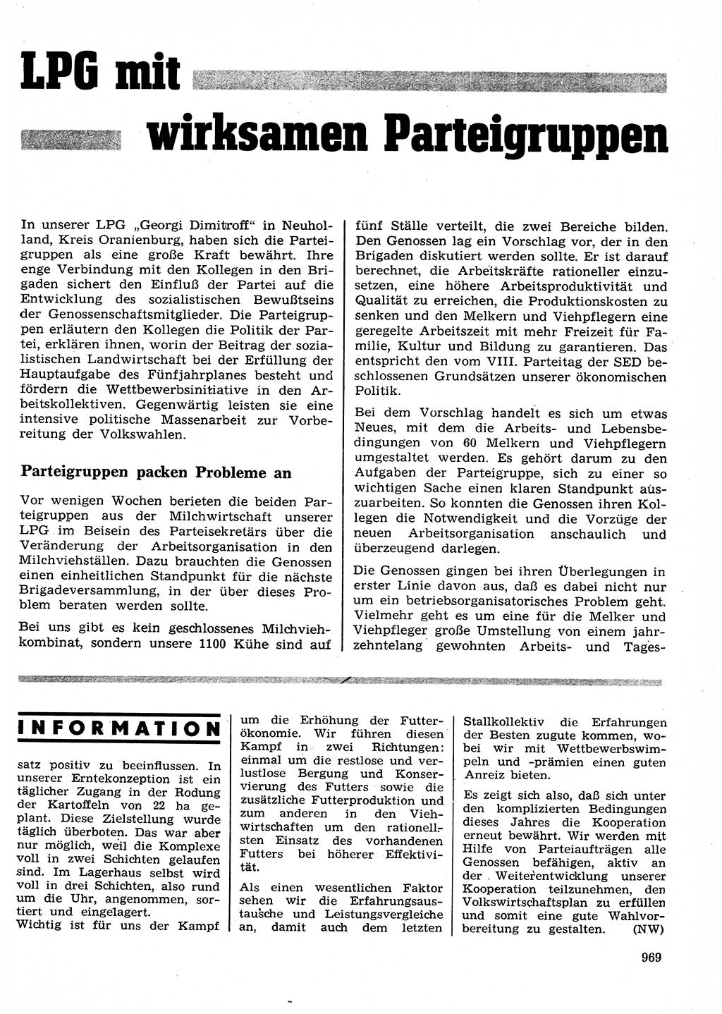 Neuer Weg (NW), Organ des Zentralkomitees (ZK) der SED (Sozialistische Einheitspartei Deutschlands) für Fragen des Parteilebens, 26. Jahrgang [Deutsche Demokratische Republik (DDR)] 1971, Seite 969 (NW ZK SED DDR 1971, S. 969)