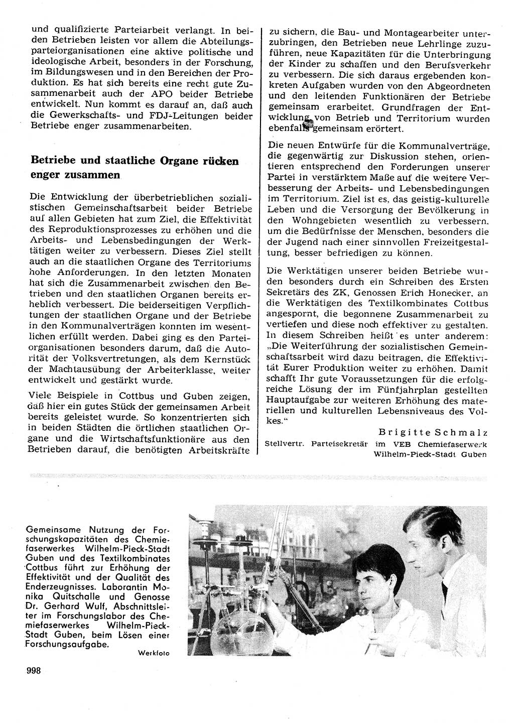 Neuer Weg (NW), Organ des Zentralkomitees (ZK) der SED (Sozialistische Einheitspartei Deutschlands) für Fragen des Parteilebens, 26. Jahrgang [Deutsche Demokratische Republik (DDR)] 1971, Seite 998 (NW ZK SED DDR 1971, S. 998)