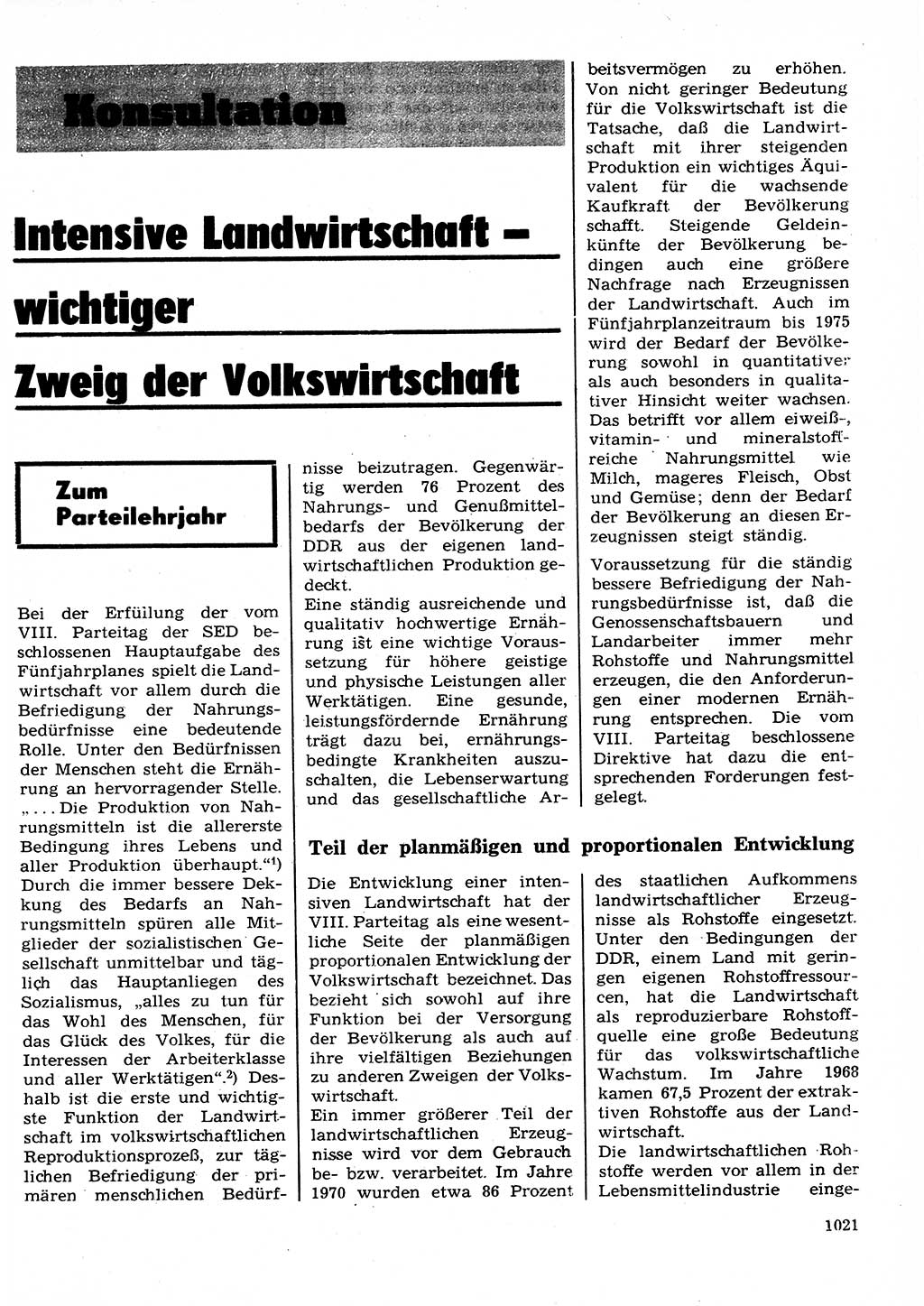 Neuer Weg (NW), Organ des Zentralkomitees (ZK) der SED (Sozialistische Einheitspartei Deutschlands) für Fragen des Parteilebens, 26. Jahrgang [Deutsche Demokratische Republik (DDR)] 1971, Seite 1021 (NW ZK SED DDR 1971, S. 1021)
