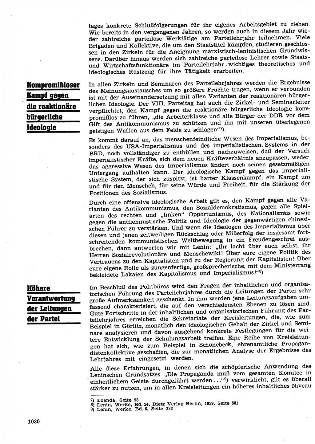 Neuer Weg (NW), Organ des Zentralkomitees (ZK) der SED (Sozialistische Einheitspartei Deutschlands) für Fragen des Parteilebens, 26. Jahrgang [Deutsche Demokratische Republik (DDR)] 1971, Seite 1030 (NW ZK SED DDR 1971, S. 1030)