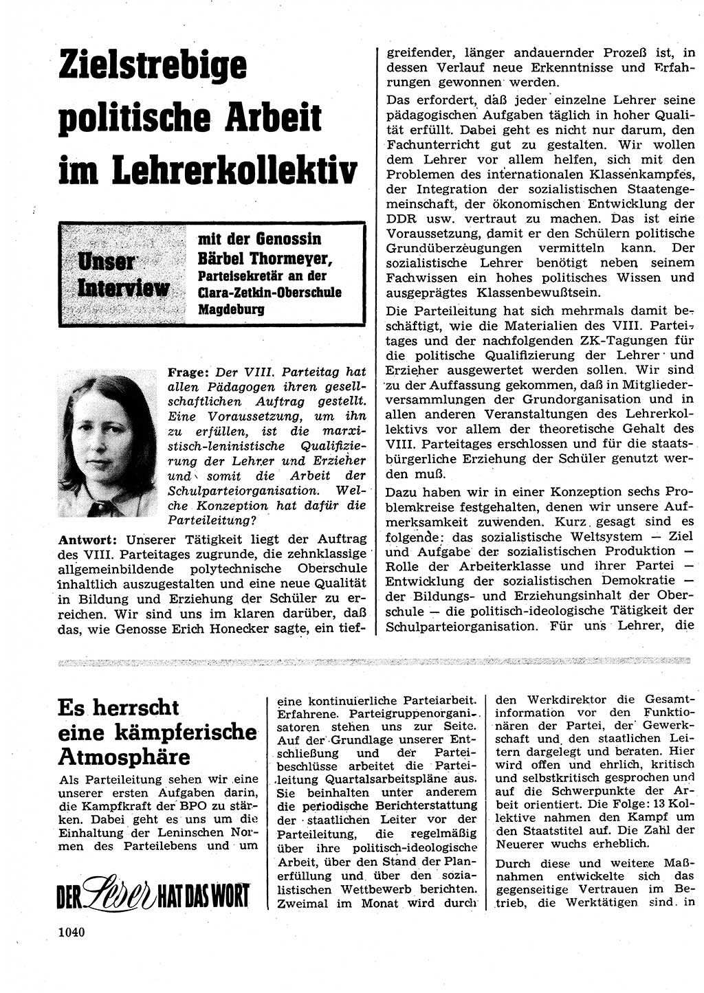 Neuer Weg (NW), Organ des Zentralkomitees (ZK) der SED (Sozialistische Einheitspartei Deutschlands) für Fragen des Parteilebens, 26. Jahrgang [Deutsche Demokratische Republik (DDR)] 1971, Seite 1040 (NW ZK SED DDR 1971, S. 1040)