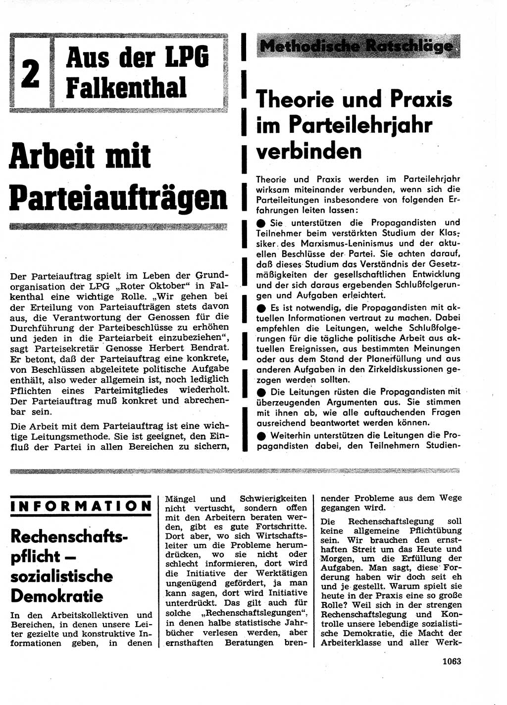 Neuer Weg (NW), Organ des Zentralkomitees (ZK) der SED (Sozialistische Einheitspartei Deutschlands) fÃ¼r Fragen des Parteilebens, 26. Jahrgang [Deutsche Demokratische Republik (DDR)] 1971, Seite 1063 (NW ZK SED DDR 1971, S. 1063)