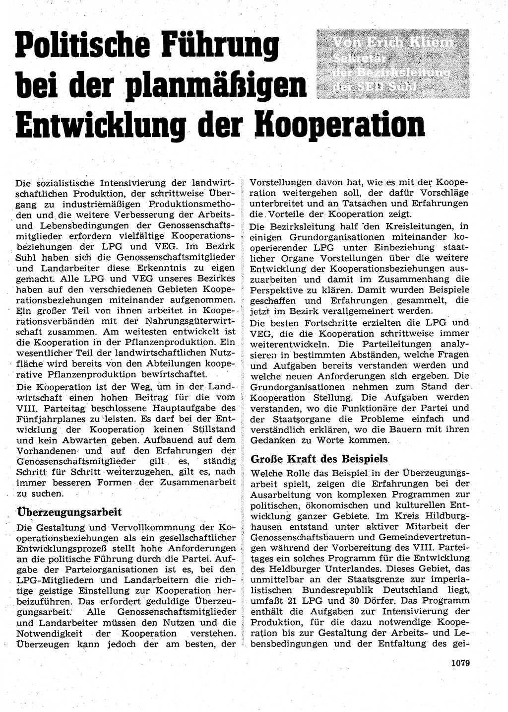 Neuer Weg (NW), Organ des Zentralkomitees (ZK) der SED (Sozialistische Einheitspartei Deutschlands) für Fragen des Parteilebens, 26. Jahrgang [Deutsche Demokratische Republik (DDR)] 1971, Seite 1079 (NW ZK SED DDR 1971, S. 1079)