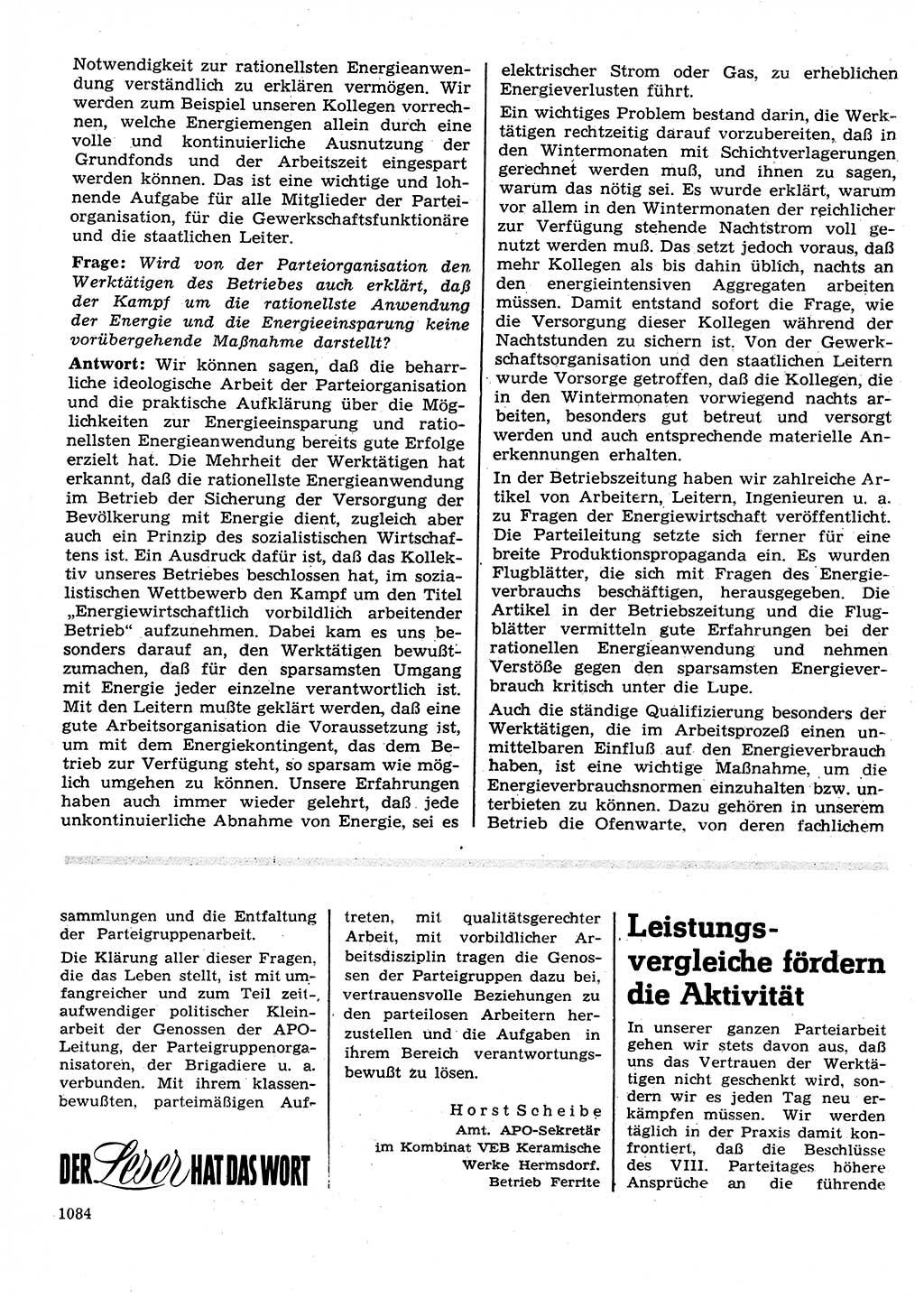 Neuer Weg (NW), Organ des Zentralkomitees (ZK) der SED (Sozialistische Einheitspartei Deutschlands) für Fragen des Parteilebens, 26. Jahrgang [Deutsche Demokratische Republik (DDR)] 1971, Seite 1084 (NW ZK SED DDR 1971, S. 1084)