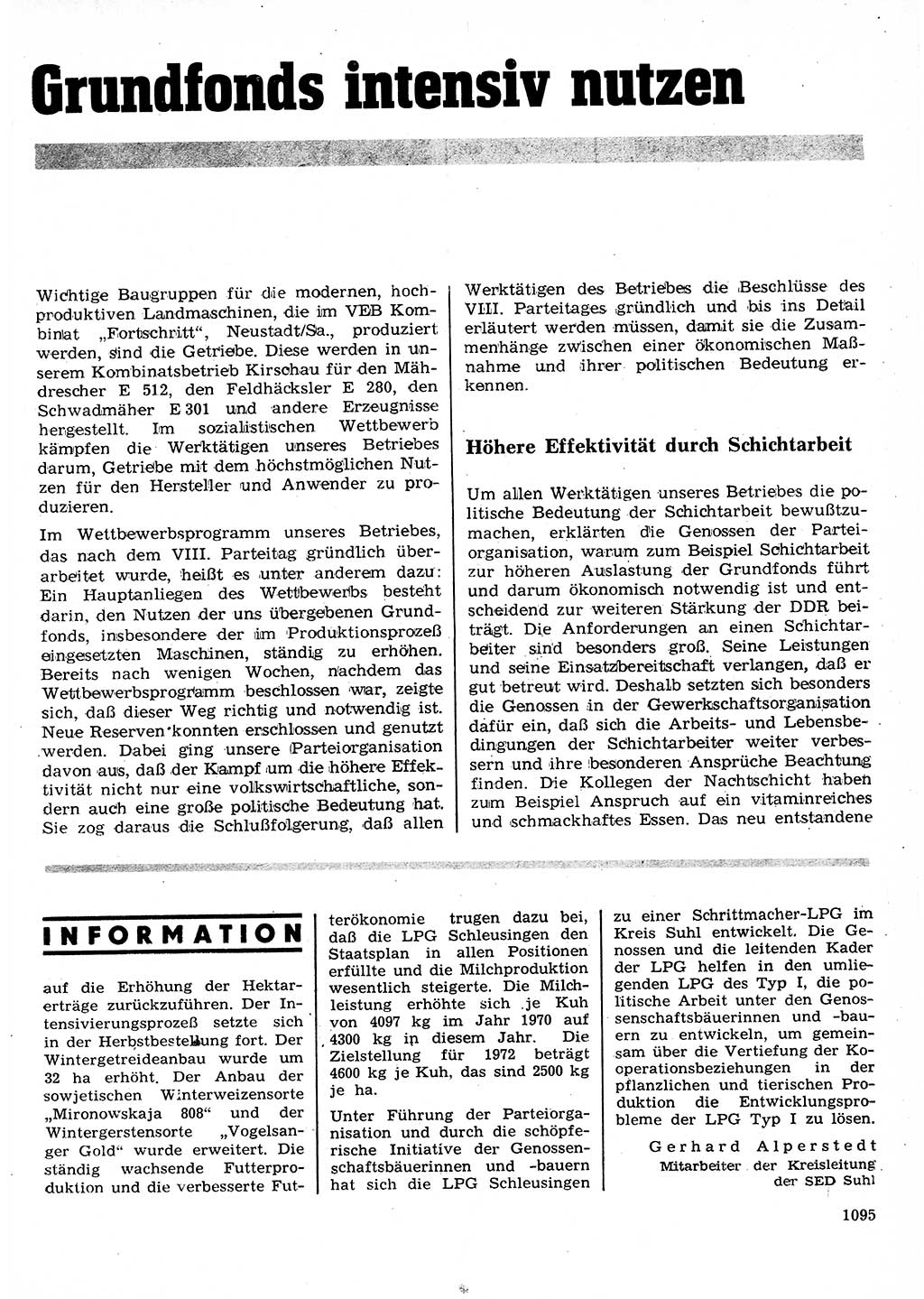 Neuer Weg (NW), Organ des Zentralkomitees (ZK) der SED (Sozialistische Einheitspartei Deutschlands) für Fragen des Parteilebens, 26. Jahrgang [Deutsche Demokratische Republik (DDR)] 1971, Seite 1095 (NW ZK SED DDR 1971, S. 1095)