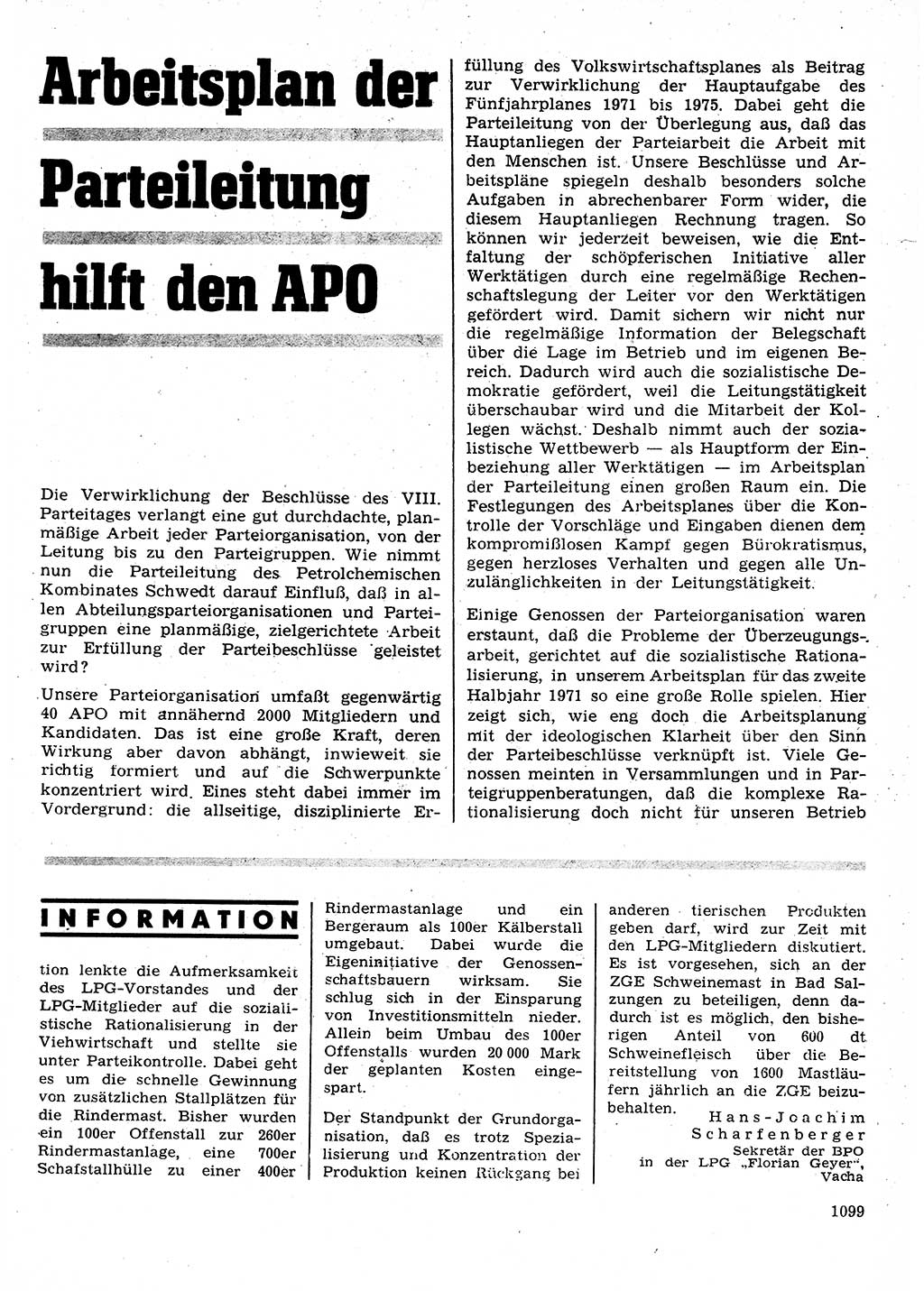 Neuer Weg (NW), Organ des Zentralkomitees (ZK) der SED (Sozialistische Einheitspartei Deutschlands) für Fragen des Parteilebens, 26. Jahrgang [Deutsche Demokratische Republik (DDR)] 1971, Seite 1099 (NW ZK SED DDR 1971, S. 1099)