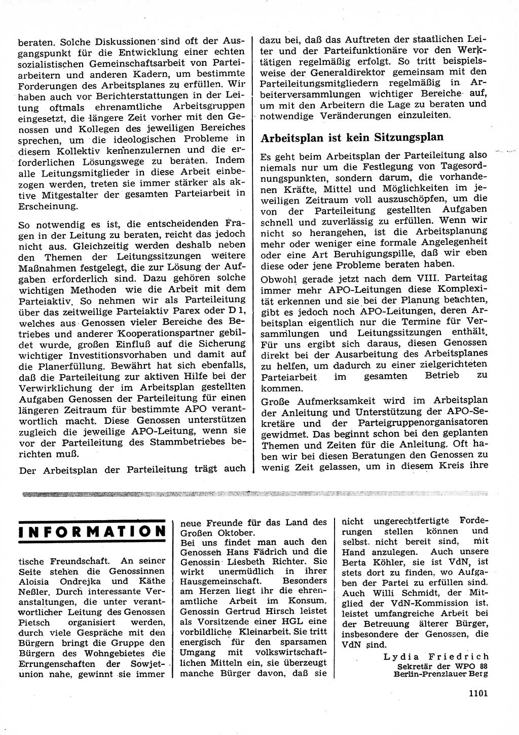 Neuer Weg (NW), Organ des Zentralkomitees (ZK) der SED (Sozialistische Einheitspartei Deutschlands) für Fragen des Parteilebens, 26. Jahrgang [Deutsche Demokratische Republik (DDR)] 1971, Seite 1101 (NW ZK SED DDR 1971, S. 1101)
