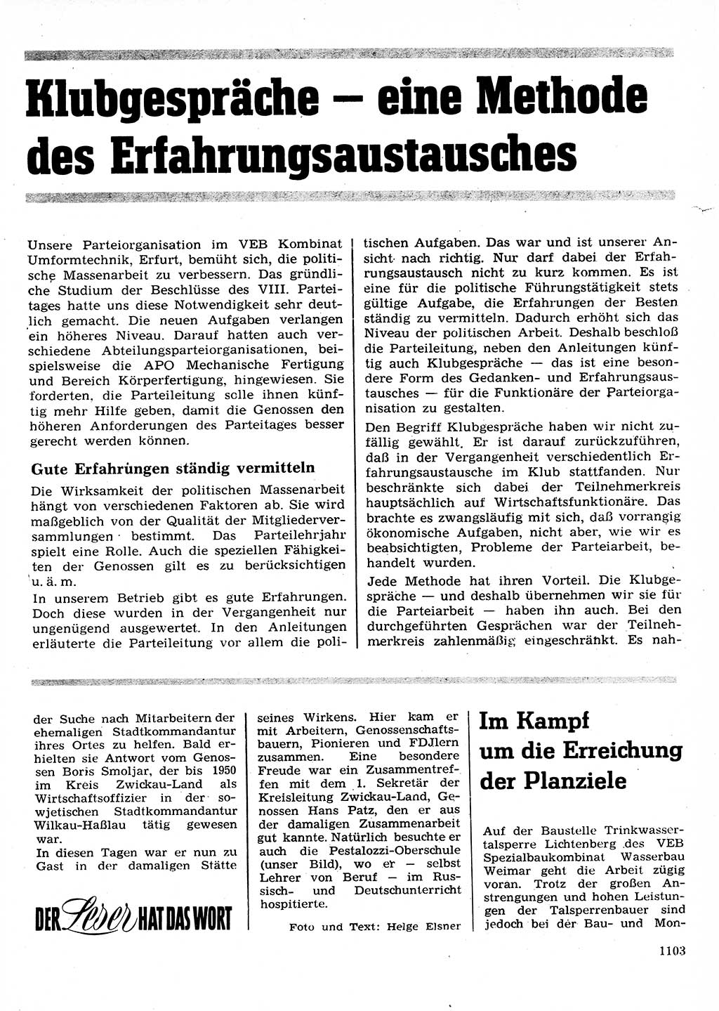 Neuer Weg (NW), Organ des Zentralkomitees (ZK) der SED (Sozialistische Einheitspartei Deutschlands) für Fragen des Parteilebens, 26. Jahrgang [Deutsche Demokratische Republik (DDR)] 1971, Seite 1103 (NW ZK SED DDR 1971, S. 1103)