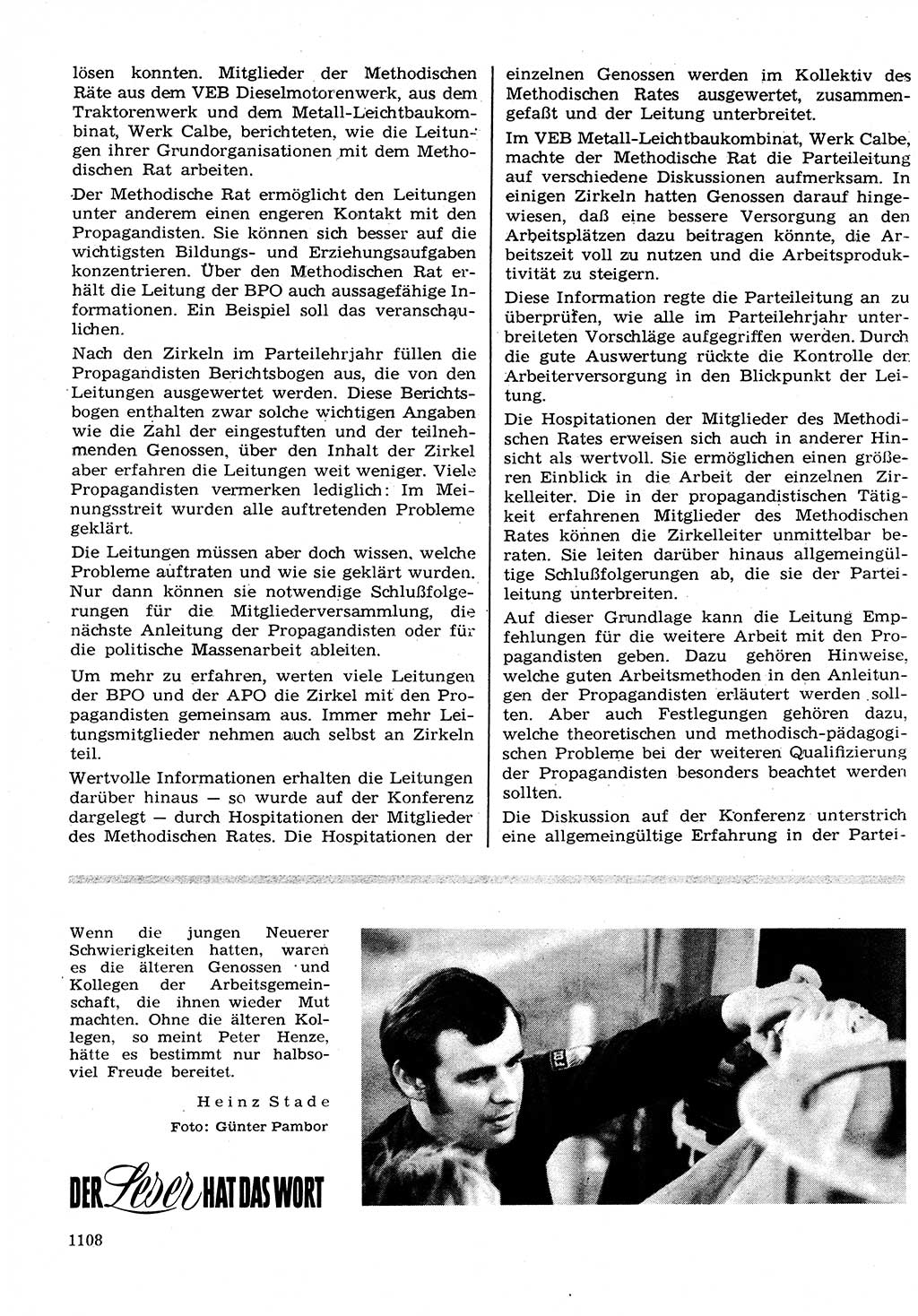 Neuer Weg (NW), Organ des Zentralkomitees (ZK) der SED (Sozialistische Einheitspartei Deutschlands) für Fragen des Parteilebens, 26. Jahrgang [Deutsche Demokratische Republik (DDR)] 1971, Seite 1108 (NW ZK SED DDR 1971, S. 1108)