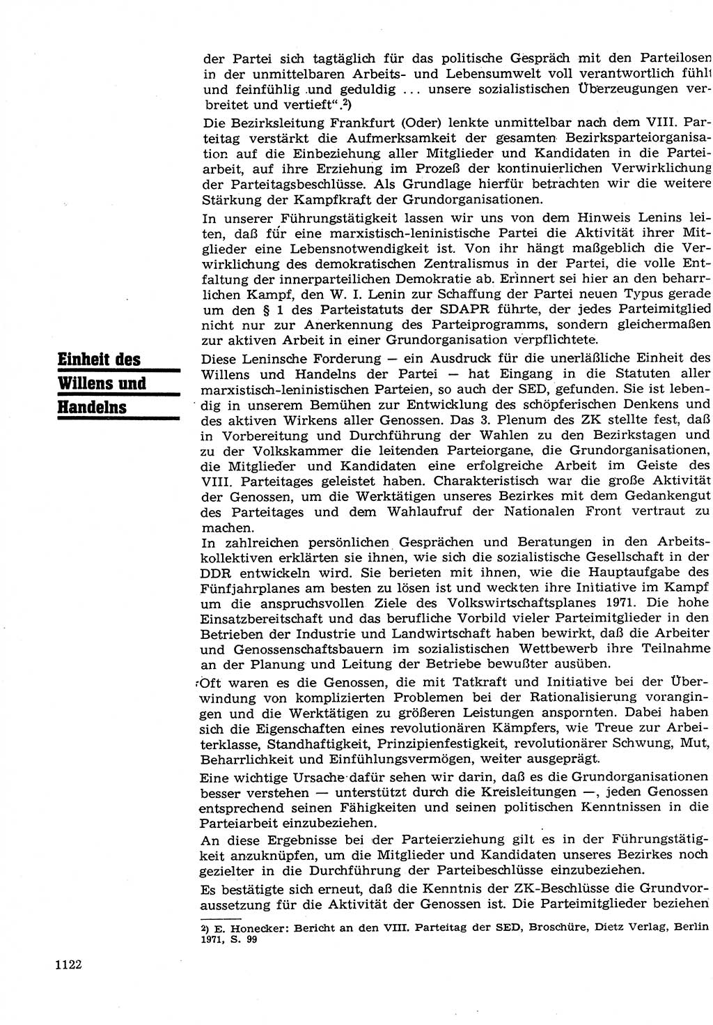 Neuer Weg (NW), Organ des Zentralkomitees (ZK) der SED (Sozialistische Einheitspartei Deutschlands) für Fragen des Parteilebens, 26. Jahrgang [Deutsche Demokratische Republik (DDR)] 1971, Seite 1122 (NW ZK SED DDR 1971, S. 1122)