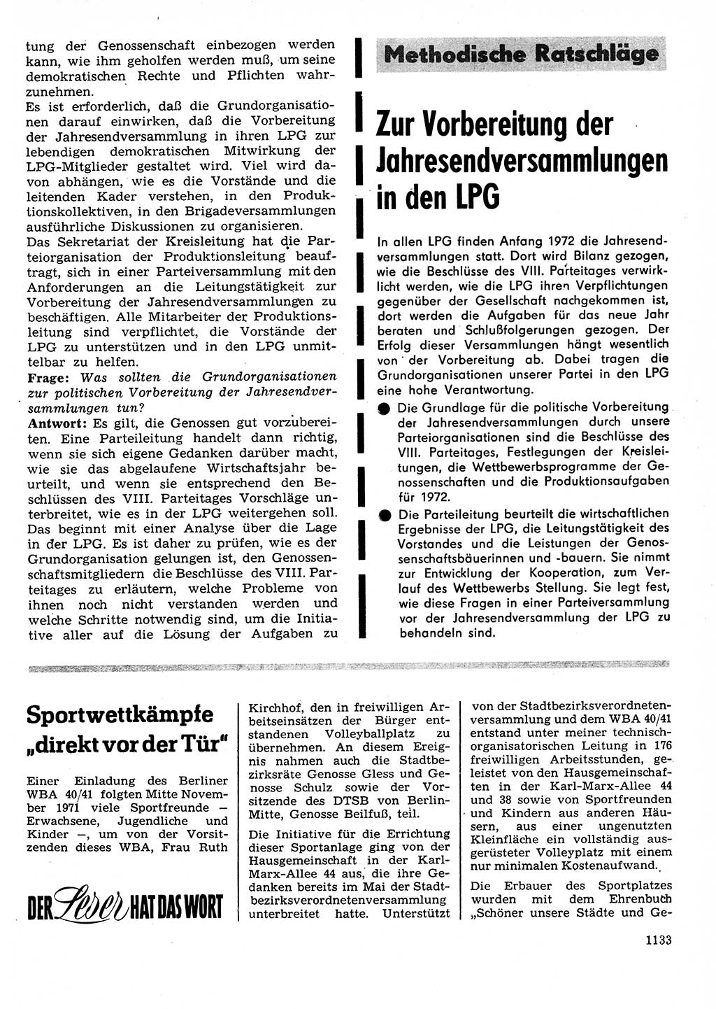 Neuer Weg (NW), Organ des Zentralkomitees (ZK) der SED (Sozialistische Einheitspartei Deutschlands) für Fragen des Parteilebens, 26. Jahrgang [Deutsche Demokratische Republik (DDR)] 1971, Seite 1133 (NW ZK SED DDR 1971, S. 1133)