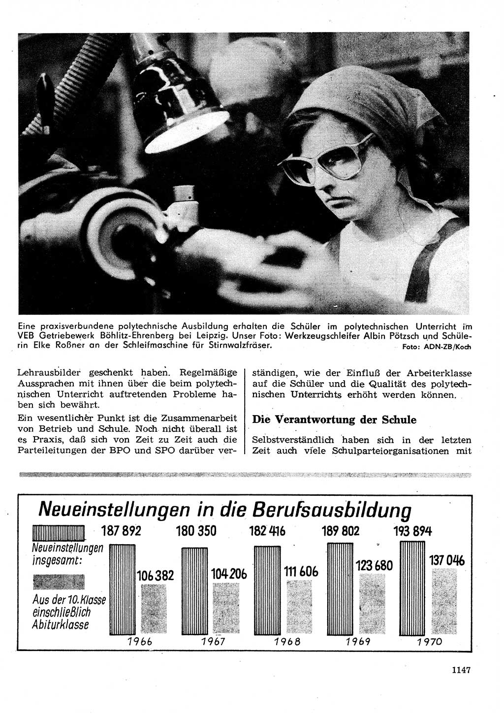 Neuer Weg (NW), Organ des Zentralkomitees (ZK) der SED (Sozialistische Einheitspartei Deutschlands) für Fragen des Parteilebens, 26. Jahrgang [Deutsche Demokratische Republik (DDR)] 1971, Seite 1147 (NW ZK SED DDR 1971, S. 1147)