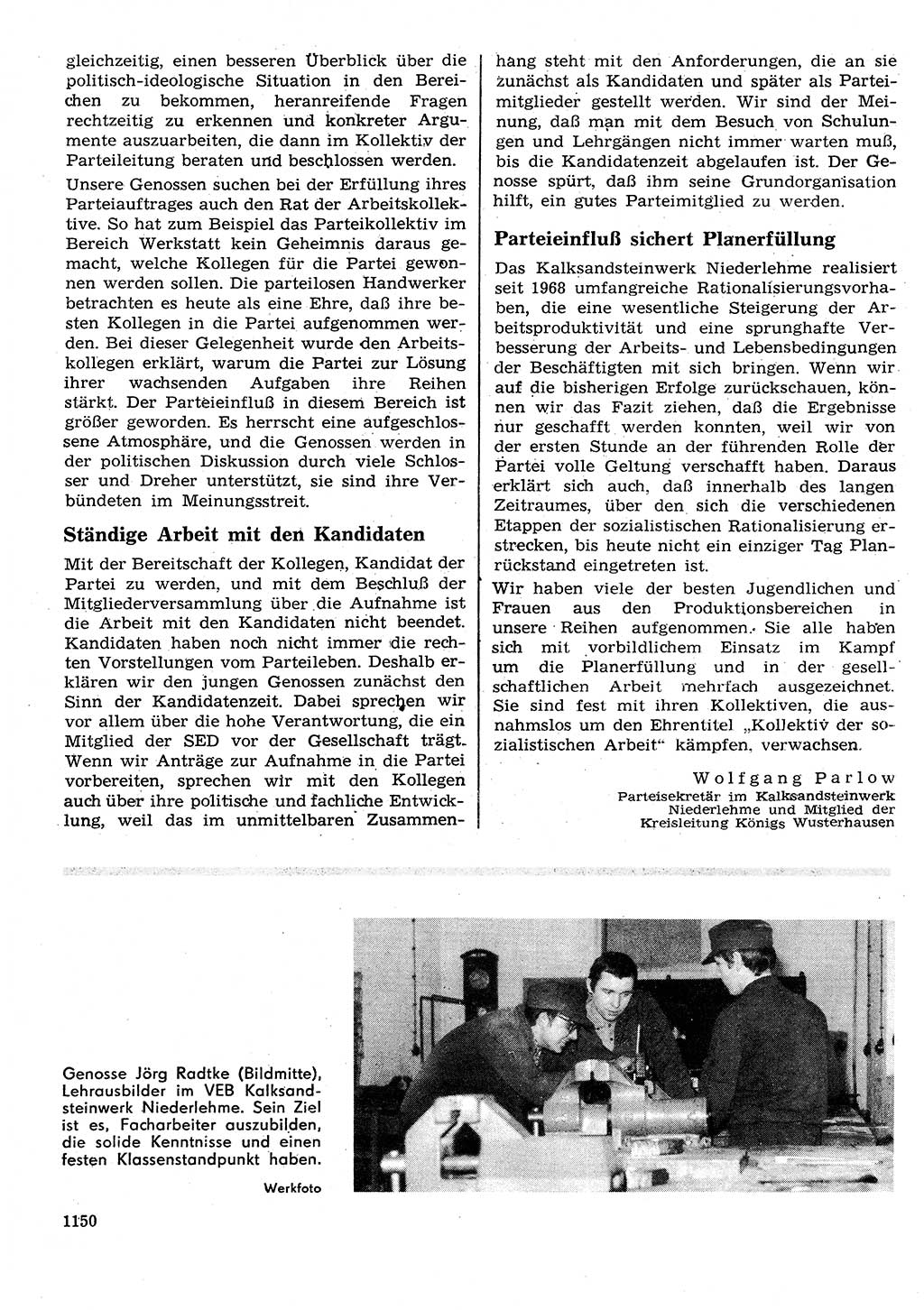 Neuer Weg (NW), Organ des Zentralkomitees (ZK) der SED (Sozialistische Einheitspartei Deutschlands) für Fragen des Parteilebens, 26. Jahrgang [Deutsche Demokratische Republik (DDR)] 1971, Seite 1150 (NW ZK SED DDR 1971, S. 1150)