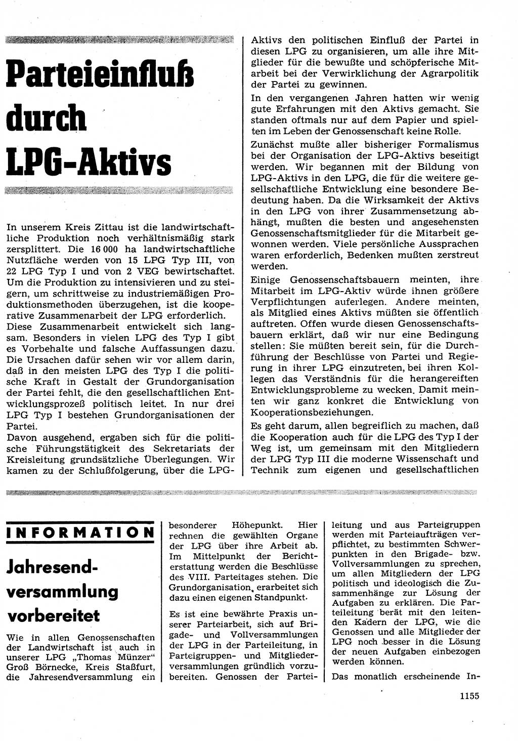 Neuer Weg (NW), Organ des Zentralkomitees (ZK) der SED (Sozialistische Einheitspartei Deutschlands) für Fragen des Parteilebens, 26. Jahrgang [Deutsche Demokratische Republik (DDR)] 1971, Seite 1155 (NW ZK SED DDR 1971, S. 1155)