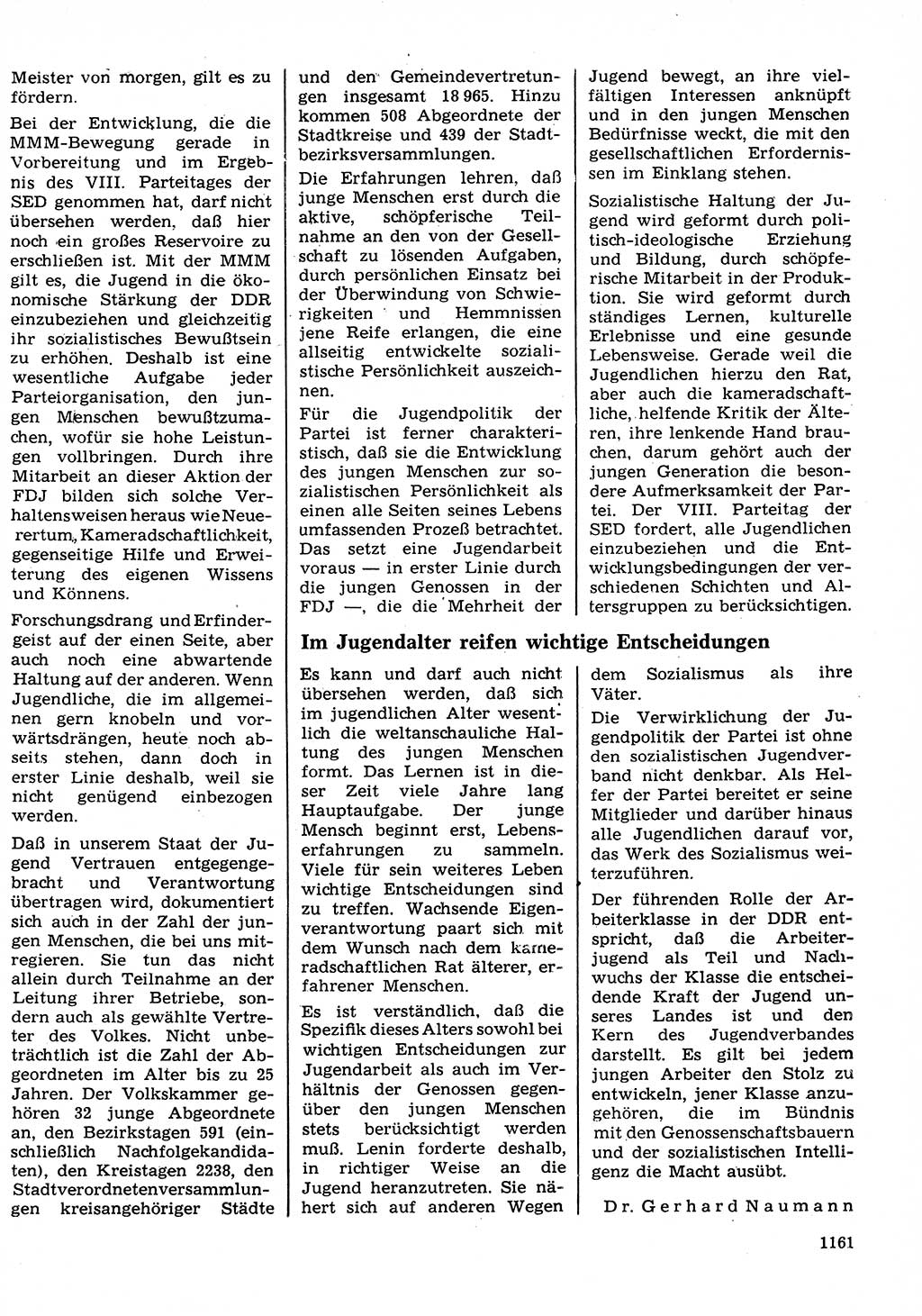 Neuer Weg (NW), Organ des Zentralkomitees (ZK) der SED (Sozialistische Einheitspartei Deutschlands) für Fragen des Parteilebens, 26. Jahrgang [Deutsche Demokratische Republik (DDR)] 1971, Seite 1161 (NW ZK SED DDR 1971, S. 1161)