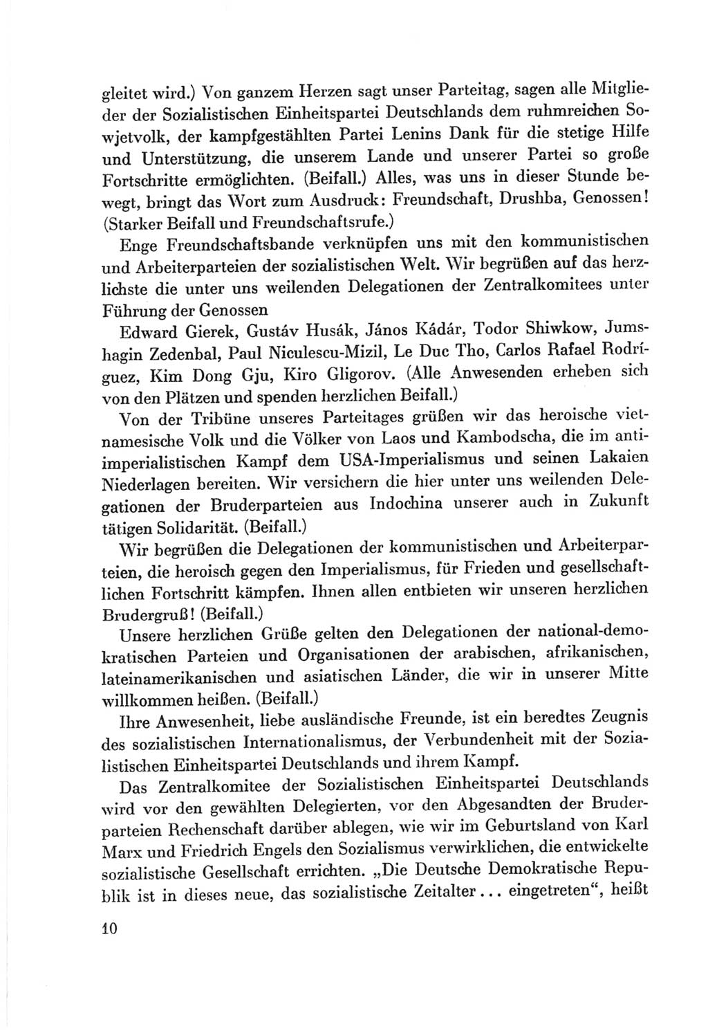 Protokoll der Verhandlungen des Ⅷ. Parteitages der Sozialistischen Einheitspartei Deutschlands (SED) [Deutsche Demokratische Republik (DDR)] 1971, Band 1, Seite 10 (Prot. Verh. Ⅷ. PT SED DDR 1971, Bd. 1, S. 10)