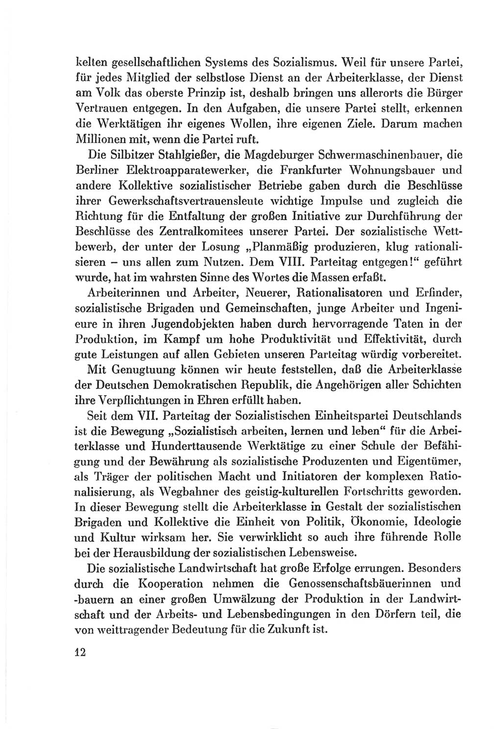 Protokoll der Verhandlungen des Ⅷ. Parteitages der Sozialistischen Einheitspartei Deutschlands (SED) [Deutsche Demokratische Republik (DDR)] 1971, Band 1, Seite 12 (Prot. Verh. Ⅷ. PT SED DDR 1971, Bd. 1, S. 12)