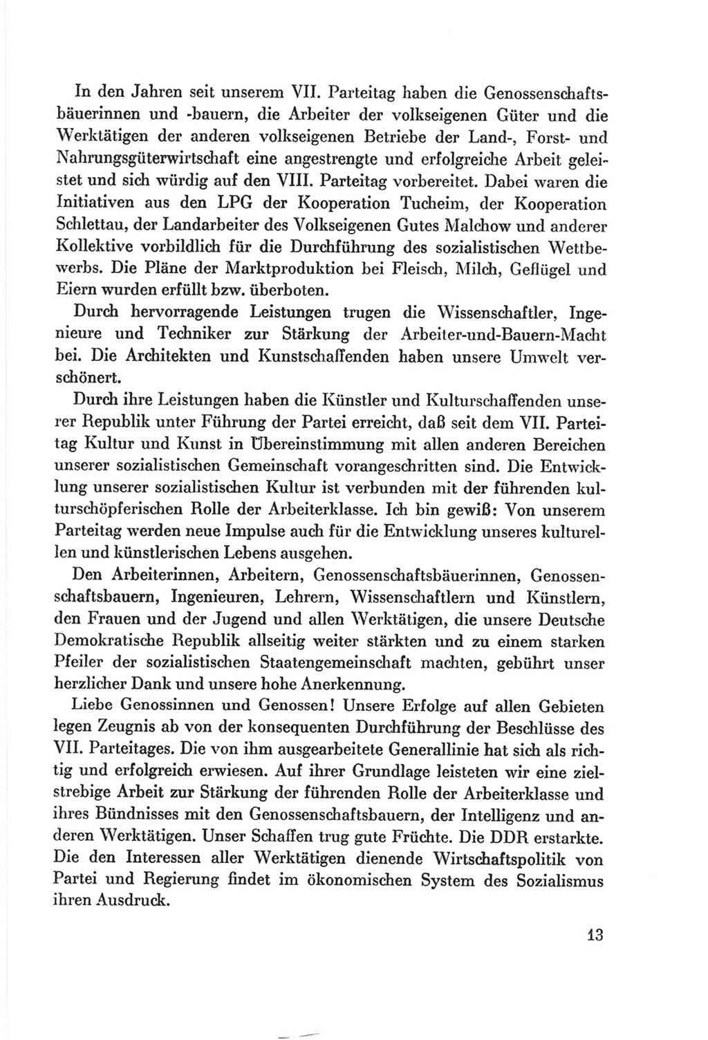 Protokoll der Verhandlungen des Ⅷ. Parteitages der Sozialistischen Einheitspartei Deutschlands (SED) [Deutsche Demokratische Republik (DDR)] 1971, Band 1, Seite 13 (Prot. Verh. Ⅷ. PT SED DDR 1971, Bd. 1, S. 13)