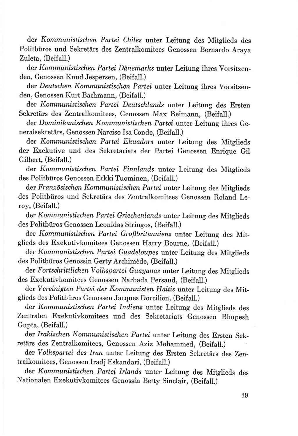 Protokoll der Verhandlungen des Ⅷ. Parteitages der Sozialistischen Einheitspartei Deutschlands (SED) [Deutsche Demokratische Republik (DDR)] 1971, Band 1, Seite 19 (Prot. Verh. Ⅷ. PT SED DDR 1971, Bd. 1, S. 19)