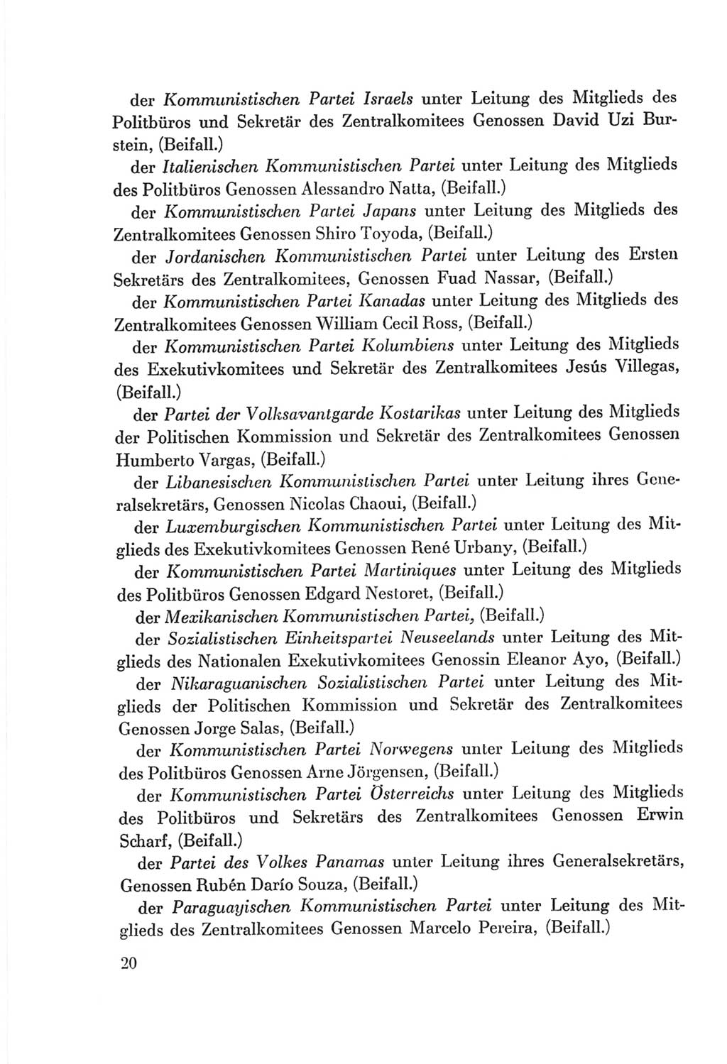 Protokoll der Verhandlungen des Ⅷ. Parteitages der Sozialistischen Einheitspartei Deutschlands (SED) [Deutsche Demokratische Republik (DDR)] 1971, Band 1, Seite 20 (Prot. Verh. Ⅷ. PT SED DDR 1971, Bd. 1, S. 20)