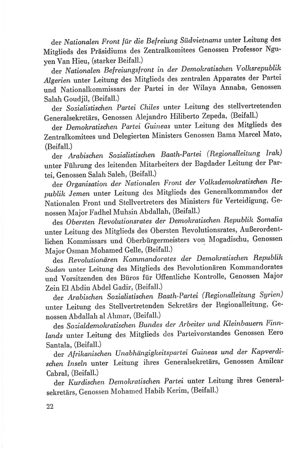 Protokoll der Verhandlungen des Ⅷ. Parteitages der Sozialistischen Einheitspartei Deutschlands (SED) [Deutsche Demokratische Republik (DDR)] 1971, Band 1, Seite 22 (Prot. Verh. Ⅷ. PT SED DDR 1971, Bd. 1, S. 22)