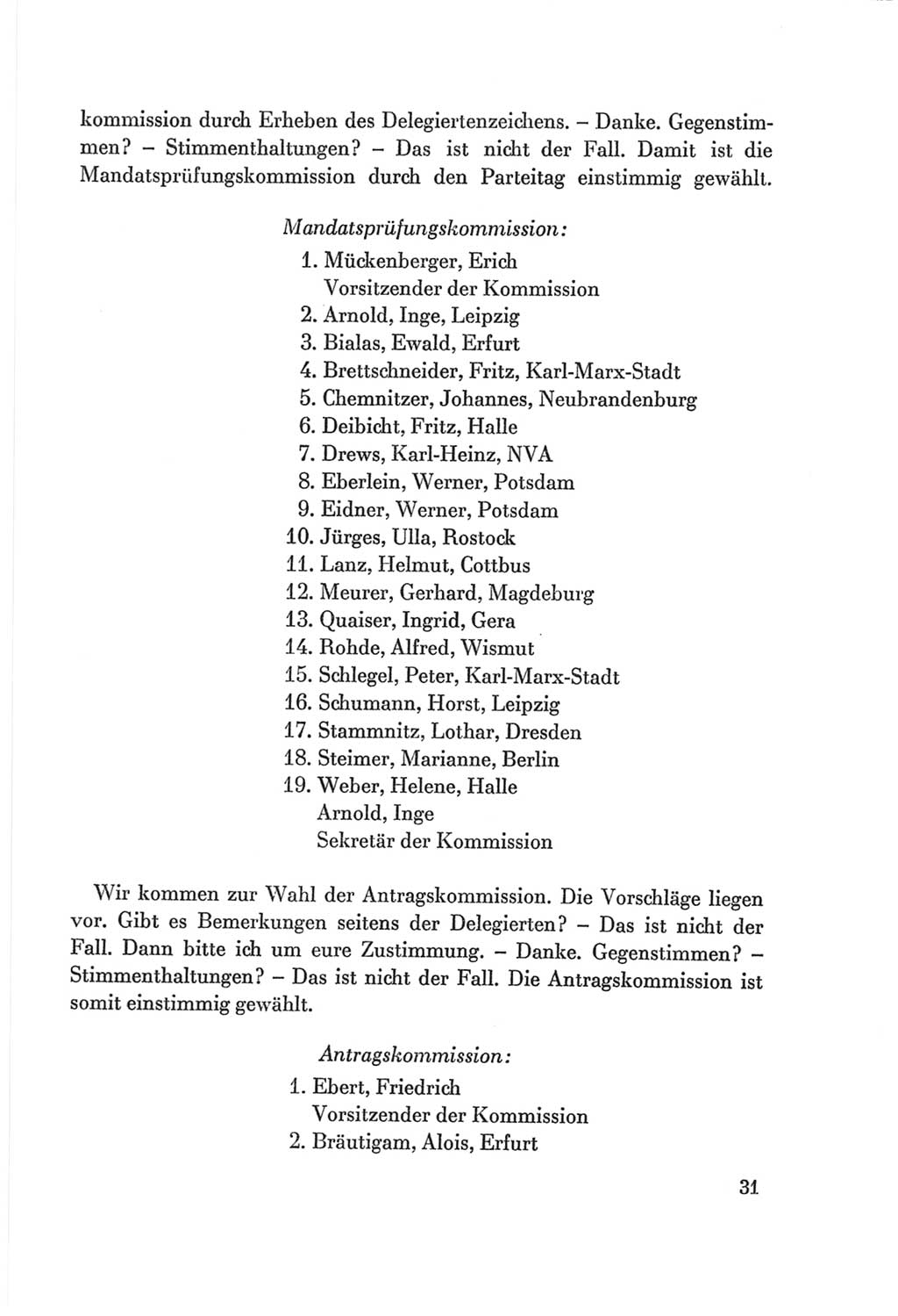 Protokoll der Verhandlungen des Ⅷ. Parteitages der Sozialistischen Einheitspartei Deutschlands (SED) [Deutsche Demokratische Republik (DDR)] 1971, Band 1, Seite 31 (Prot. Verh. Ⅷ. PT SED DDR 1971, Bd. 1, S. 31)