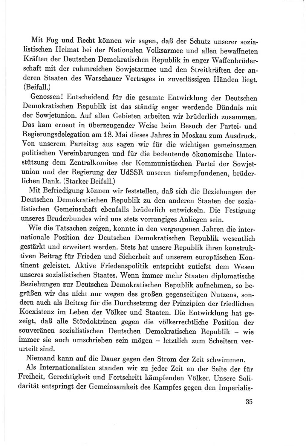 Protokoll der Verhandlungen des Ⅷ. Parteitages der Sozialistischen Einheitspartei Deutschlands (SED) [Deutsche Demokratische Republik (DDR)] 1971, Band 1, Seite 35 (Prot. Verh. Ⅷ. PT SED DDR 1971, Bd. 1, S. 35)
