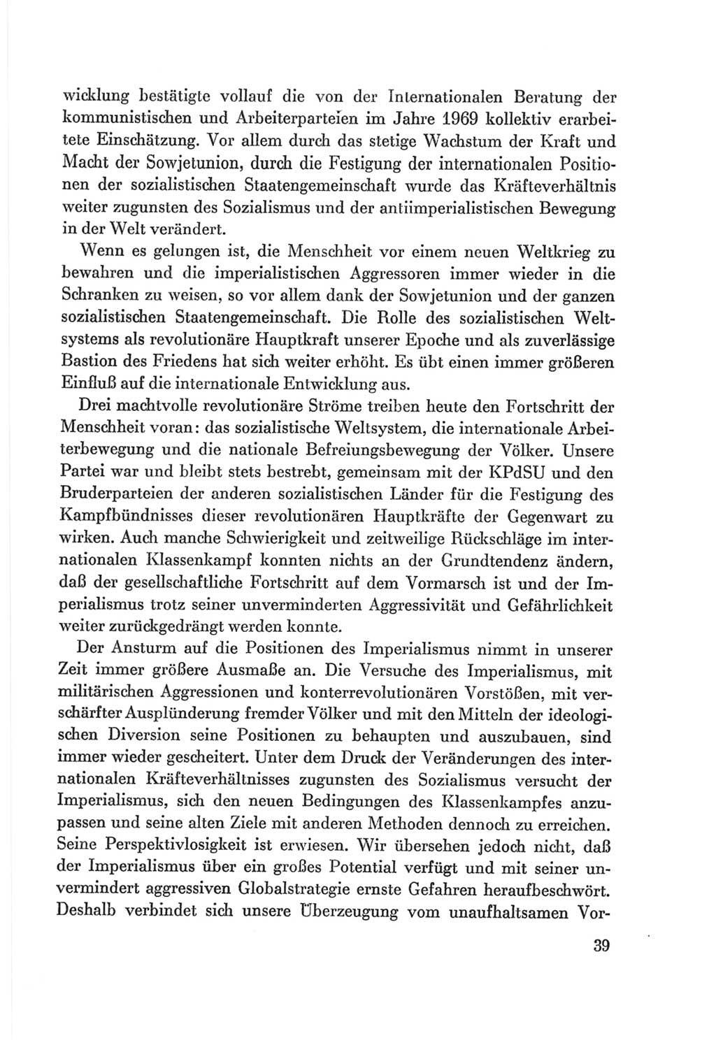 Protokoll der Verhandlungen des Ⅷ. Parteitages der Sozialistischen Einheitspartei Deutschlands (SED) [Deutsche Demokratische Republik (DDR)] 1971, Band 1, Seite 39 (Prot. Verh. Ⅷ. PT SED DDR 1971, Bd. 1, S. 39)
