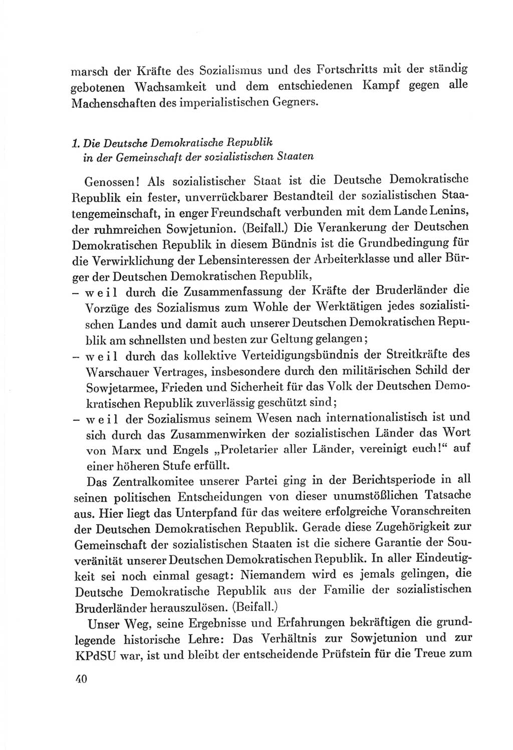 Protokoll der Verhandlungen des Ⅷ. Parteitages der Sozialistischen Einheitspartei Deutschlands (SED) [Deutsche Demokratische Republik (DDR)] 1971, Band 1, Seite 40 (Prot. Verh. Ⅷ. PT SED DDR 1971, Bd. 1, S. 40)
