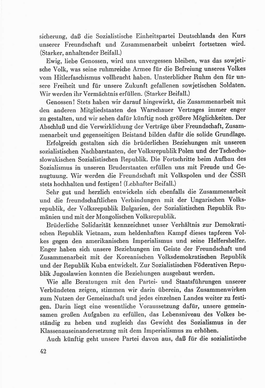 Protokoll der Verhandlungen des Ⅷ. Parteitages der Sozialistischen Einheitspartei Deutschlands (SED) [Deutsche Demokratische Republik (DDR)] 1971, Band 1, Seite 42 (Prot. Verh. Ⅷ. PT SED DDR 1971, Bd. 1, S. 42)