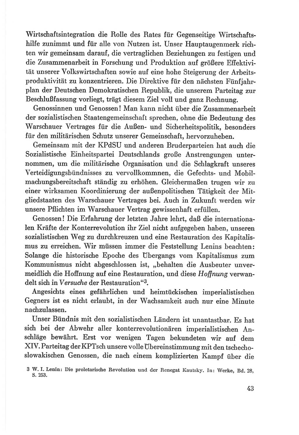 Protokoll der Verhandlungen des Ⅷ. Parteitages der Sozialistischen Einheitspartei Deutschlands (SED) [Deutsche Demokratische Republik (DDR)] 1971, Band 1, Seite 43 (Prot. Verh. Ⅷ. PT SED DDR 1971, Bd. 1, S. 43)