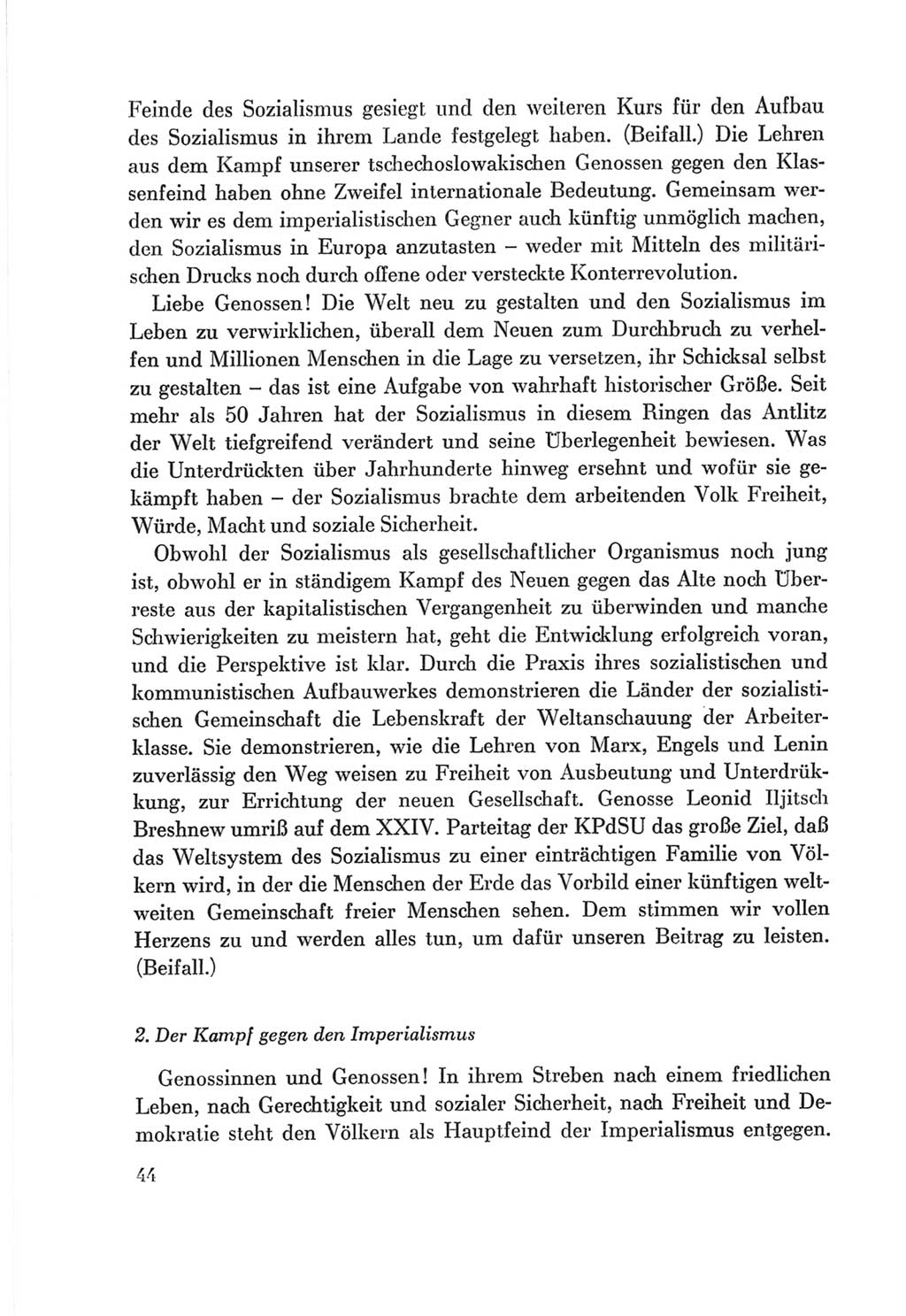Protokoll der Verhandlungen des Ⅷ. Parteitages der Sozialistischen Einheitspartei Deutschlands (SED) [Deutsche Demokratische Republik (DDR)] 1971, Band 1, Seite 44 (Prot. Verh. Ⅷ. PT SED DDR 1971, Bd. 1, S. 44)