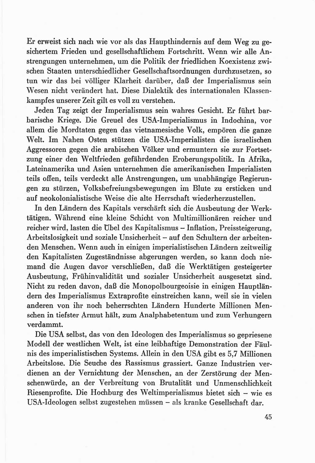 Protokoll der Verhandlungen des Ⅷ. Parteitages der Sozialistischen Einheitspartei Deutschlands (SED) [Deutsche Demokratische Republik (DDR)] 1971, Band 1, Seite 45 (Prot. Verh. Ⅷ. PT SED DDR 1971, Bd. 1, S. 45)