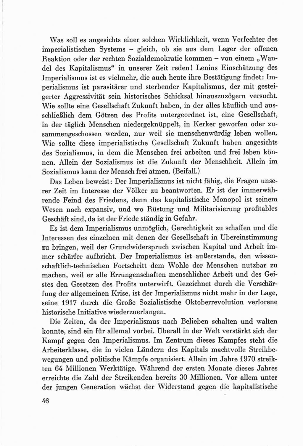 Protokoll der Verhandlungen des Ⅷ. Parteitages der Sozialistischen Einheitspartei Deutschlands (SED) [Deutsche Demokratische Republik (DDR)] 1971, Band 1, Seite 46 (Prot. Verh. Ⅷ. PT SED DDR 1971, Bd. 1, S. 46)