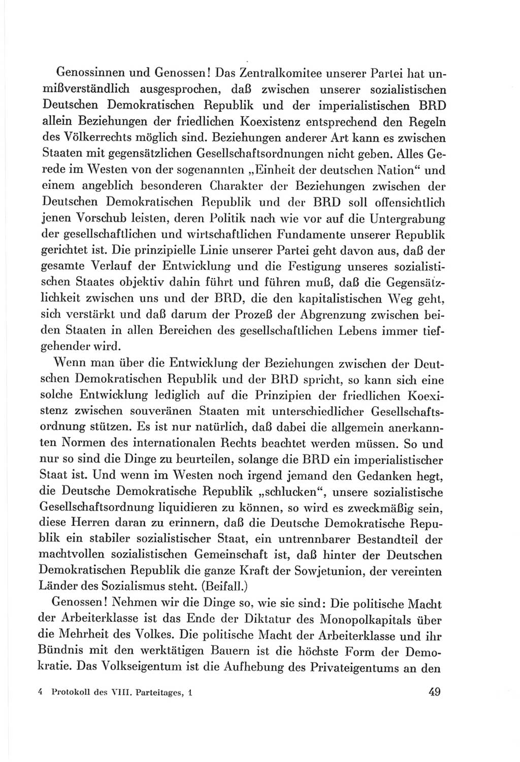 Protokoll der Verhandlungen des Ⅷ. Parteitages der Sozialistischen Einheitspartei Deutschlands (SED) [Deutsche Demokratische Republik (DDR)] 1971, Band 1, Seite 49 (Prot. Verh. Ⅷ. PT SED DDR 1971, Bd. 1, S. 49)