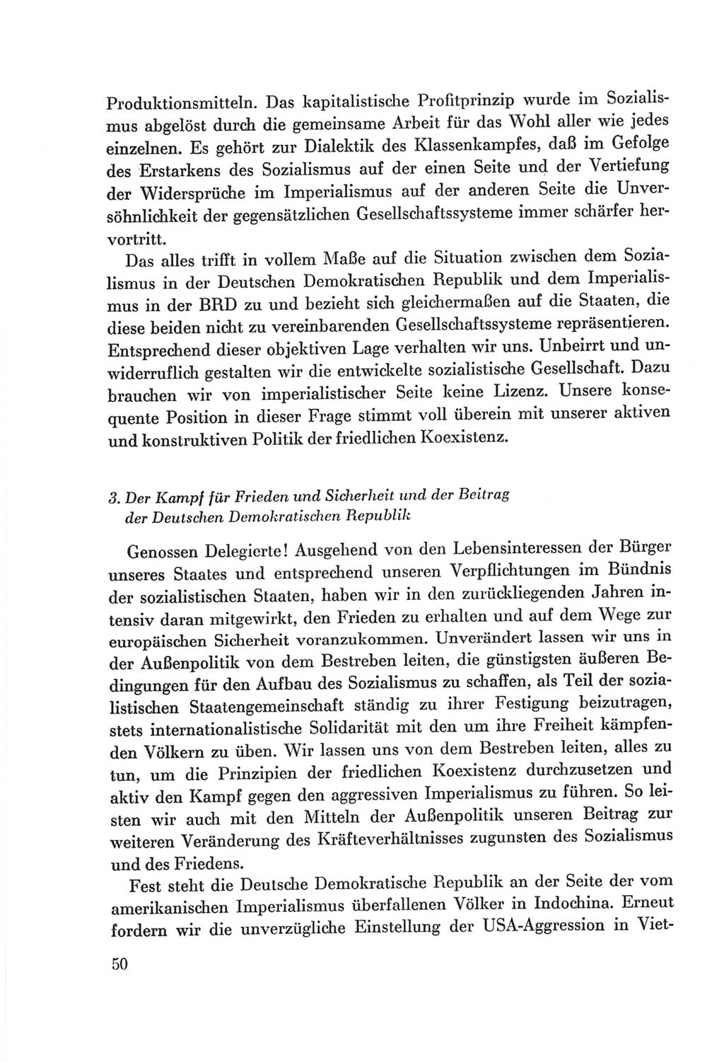 Protokoll der Verhandlungen des Ⅷ. Parteitages der Sozialistischen Einheitspartei Deutschlands (SED) [Deutsche Demokratische Republik (DDR)] 1971, Band 1, Seite 50 (Prot. Verh. Ⅷ. PT SED DDR 1971, Bd. 1, S. 50)