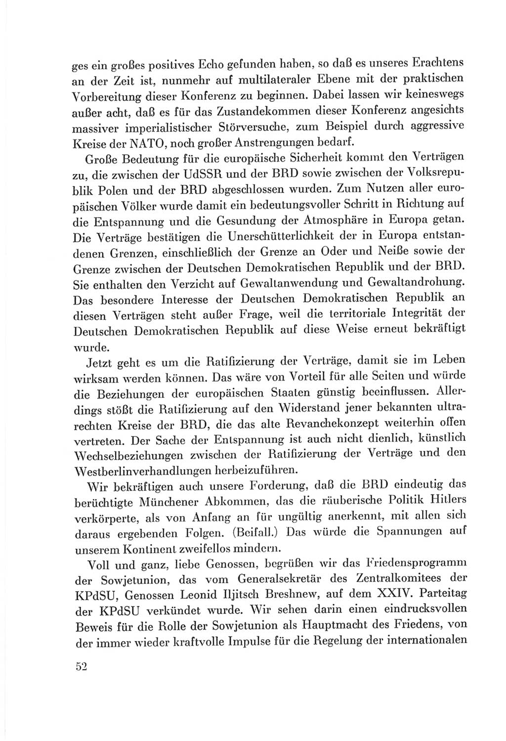 Protokoll der Verhandlungen des Ⅷ. Parteitages der Sozialistischen Einheitspartei Deutschlands (SED) [Deutsche Demokratische Republik (DDR)] 1971, Band 1, Seite 52 (Prot. Verh. Ⅷ. PT SED DDR 1971, Bd. 1, S. 52)