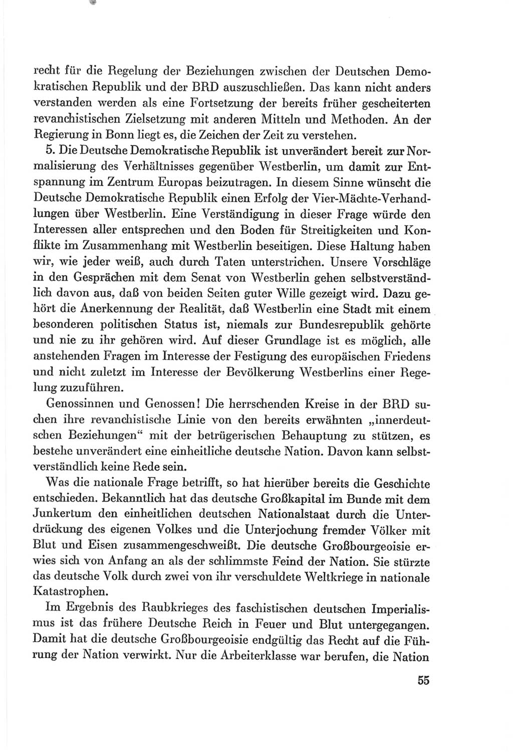 Protokoll der Verhandlungen des Ⅷ. Parteitages der Sozialistischen Einheitspartei Deutschlands (SED) [Deutsche Demokratische Republik (DDR)] 1971, Band 1, Seite 55 (Prot. Verh. Ⅷ. PT SED DDR 1971, Bd. 1, S. 55)