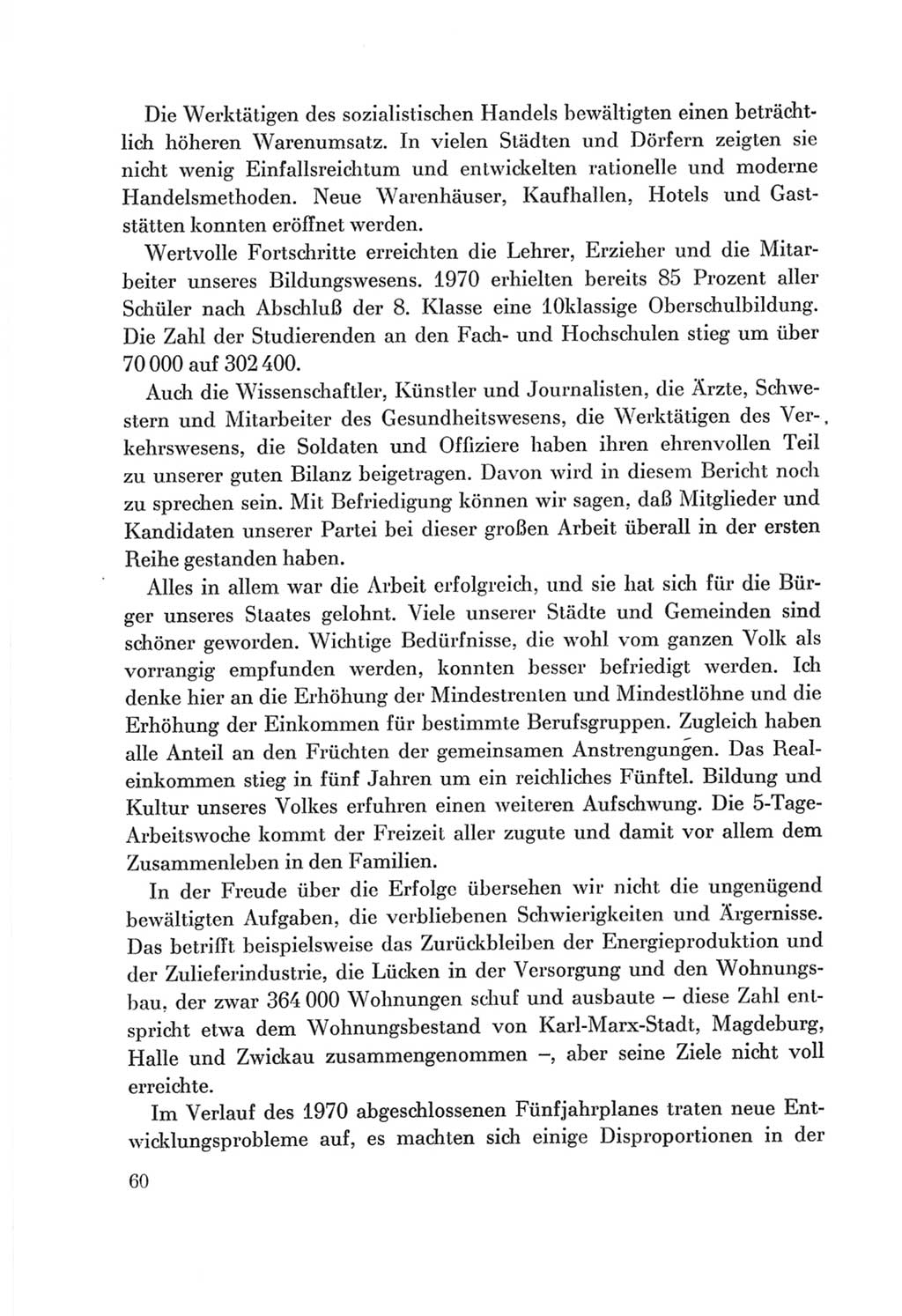 Protokoll der Verhandlungen des Ⅷ. Parteitages der Sozialistischen Einheitspartei Deutschlands (SED) [Deutsche Demokratische Republik (DDR)] 1971, Band 1, Seite 60 (Prot. Verh. Ⅷ. PT SED DDR 1971, Bd. 1, S. 60)