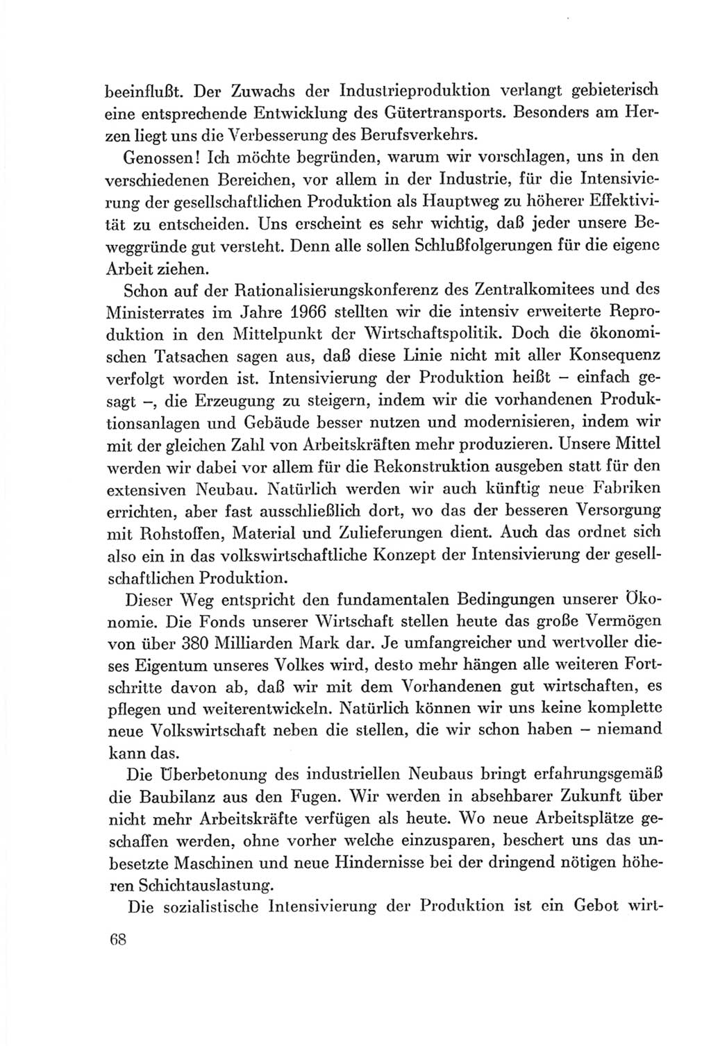 Protokoll der Verhandlungen des Ⅷ. Parteitages der Sozialistischen Einheitspartei Deutschlands (SED) [Deutsche Demokratische Republik (DDR)] 1971, Band 1, Seite 68 (Prot. Verh. Ⅷ. PT SED DDR 1971, Bd. 1, S. 68)