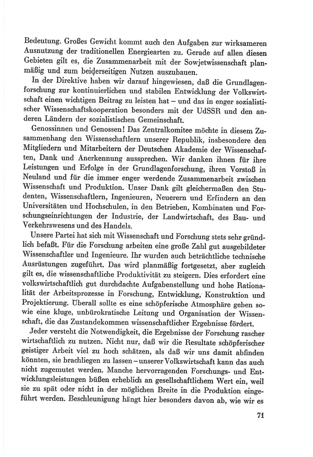Protokoll der Verhandlungen des Ⅷ. Parteitages der Sozialistischen Einheitspartei Deutschlands (SED) [Deutsche Demokratische Republik (DDR)] 1971, Band 1, Seite 71 (Prot. Verh. Ⅷ. PT SED DDR 1971, Bd. 1, S. 71)
