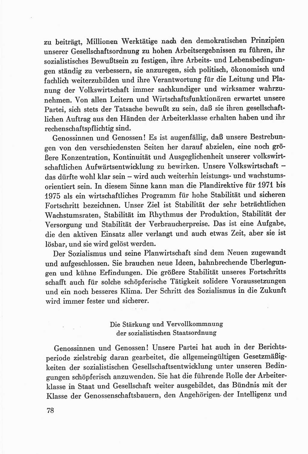 Protokoll der Verhandlungen des Ⅷ. Parteitages der Sozialistischen Einheitspartei Deutschlands (SED) [Deutsche Demokratische Republik (DDR)] 1971, Band 1, Seite 78 (Prot. Verh. Ⅷ. PT SED DDR 1971, Bd. 1, S. 78)