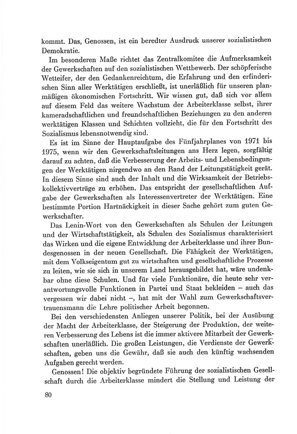 Protokoll der Verhandlungen des Ⅷ. Parteitages der Sozialistischen Einheitspartei Deutschlands (SED) [Deutsche Demokratische Republik (DDR)] 1971, Band 1, Seite 80 (Prot. Verh. Ⅷ. PT SED DDR 1971, Bd. 1, S. 80)