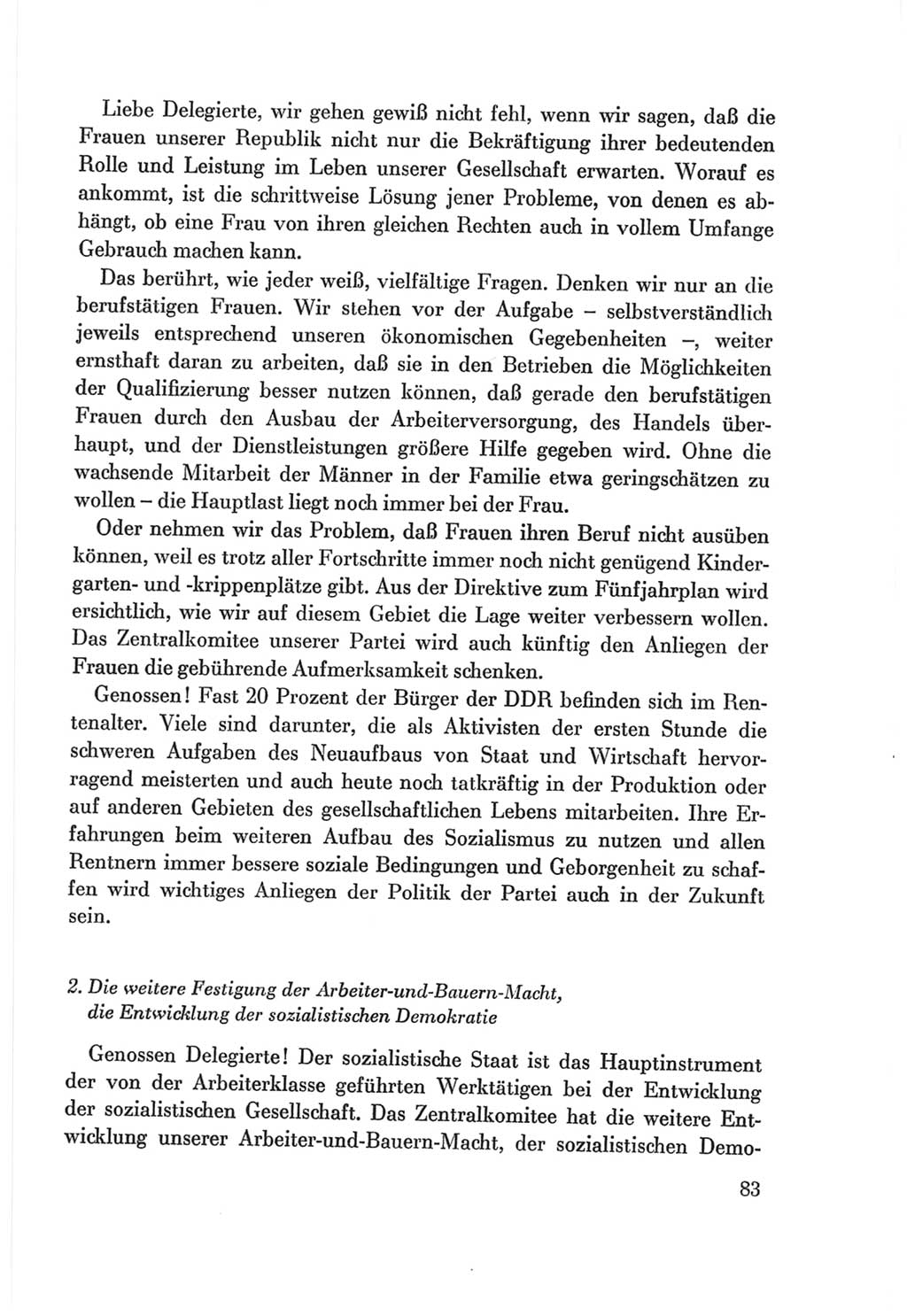 Protokoll der Verhandlungen des Ⅷ. Parteitages der Sozialistischen Einheitspartei Deutschlands (SED) [Deutsche Demokratische Republik (DDR)] 1971, Band 1, Seite 83 (Prot. Verh. Ⅷ. PT SED DDR 1971, Bd. 1, S. 83)
