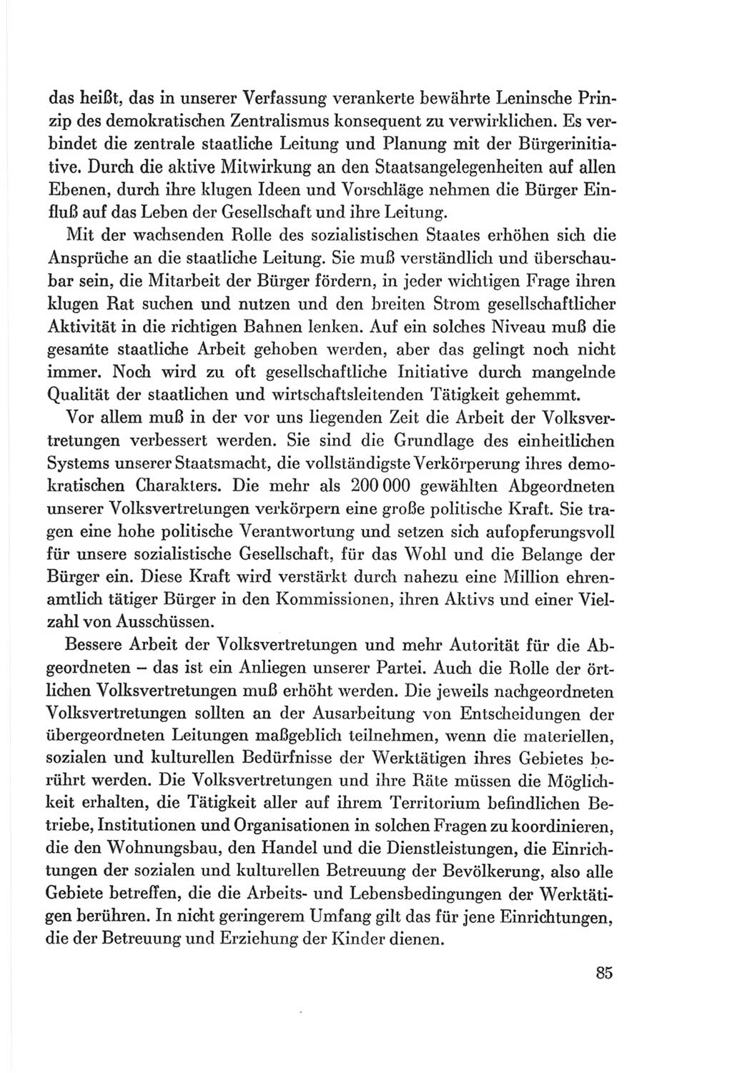 Protokoll der Verhandlungen des Ⅷ. Parteitages der Sozialistischen Einheitspartei Deutschlands (SED) [Deutsche Demokratische Republik (DDR)] 1971, Band 1, Seite 85 (Prot. Verh. Ⅷ. PT SED DDR 1971, Bd. 1, S. 85)